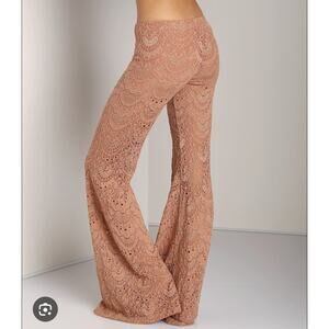 Nightcap Free People Lace Flare Pants Women’s Size 2 Pink Made In USA Boho